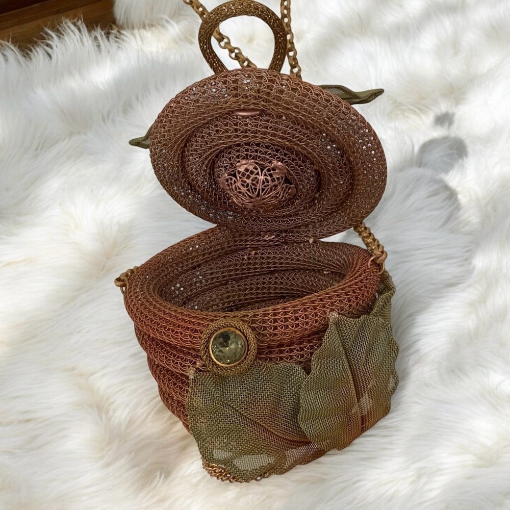 Sarah Cavender Metalworks Handbag Apple Shape, Copper & Gold, Art Collectible - Picture 5 of 10